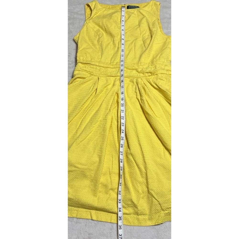 Lauren Ralph Lauren Dress Womens 10 Yellow Key Hole Sleeveless Zip Back Pockets - Picture 10 of 11